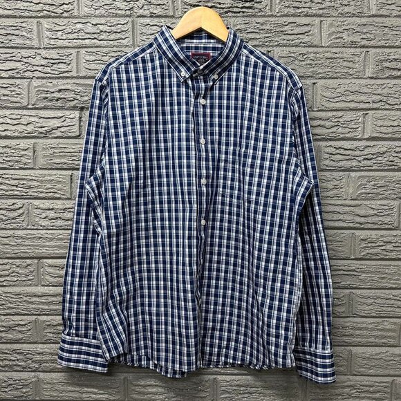 Other - UNTUCKit Plaid Button‎ Down Frocket Blue Dress Shirt Large
